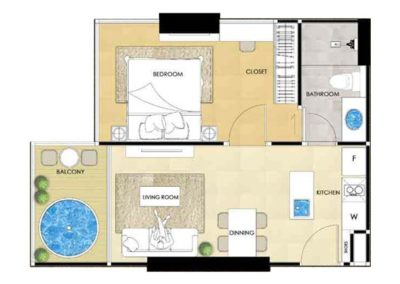 1 Bedroom 43.40 Sqm