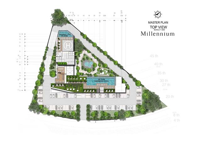 Plan d'ensemble Arcadia Millenium Tower Pattaya